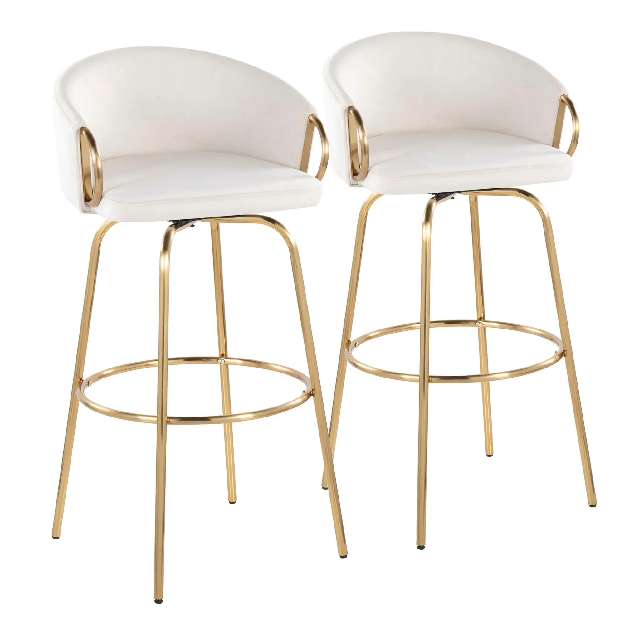 Claire - Contemporary / Glam Fixed Height Bar Stool (Set of 2) Round Footrest (Set of 2) by Unique Piece Furniture