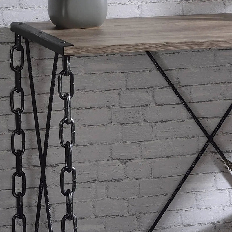 Jodie - Console Table - Rustic Oak / Antique Black by Unique Piece Furniture