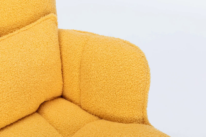 Rocking Chair Nursery, Teddy Upholstered Glider Rocker With High Backrest, Reading Chair Modern Rocking Accent Chairs Glider Recliner For Living Room - Yellow by HouseOfZazla
