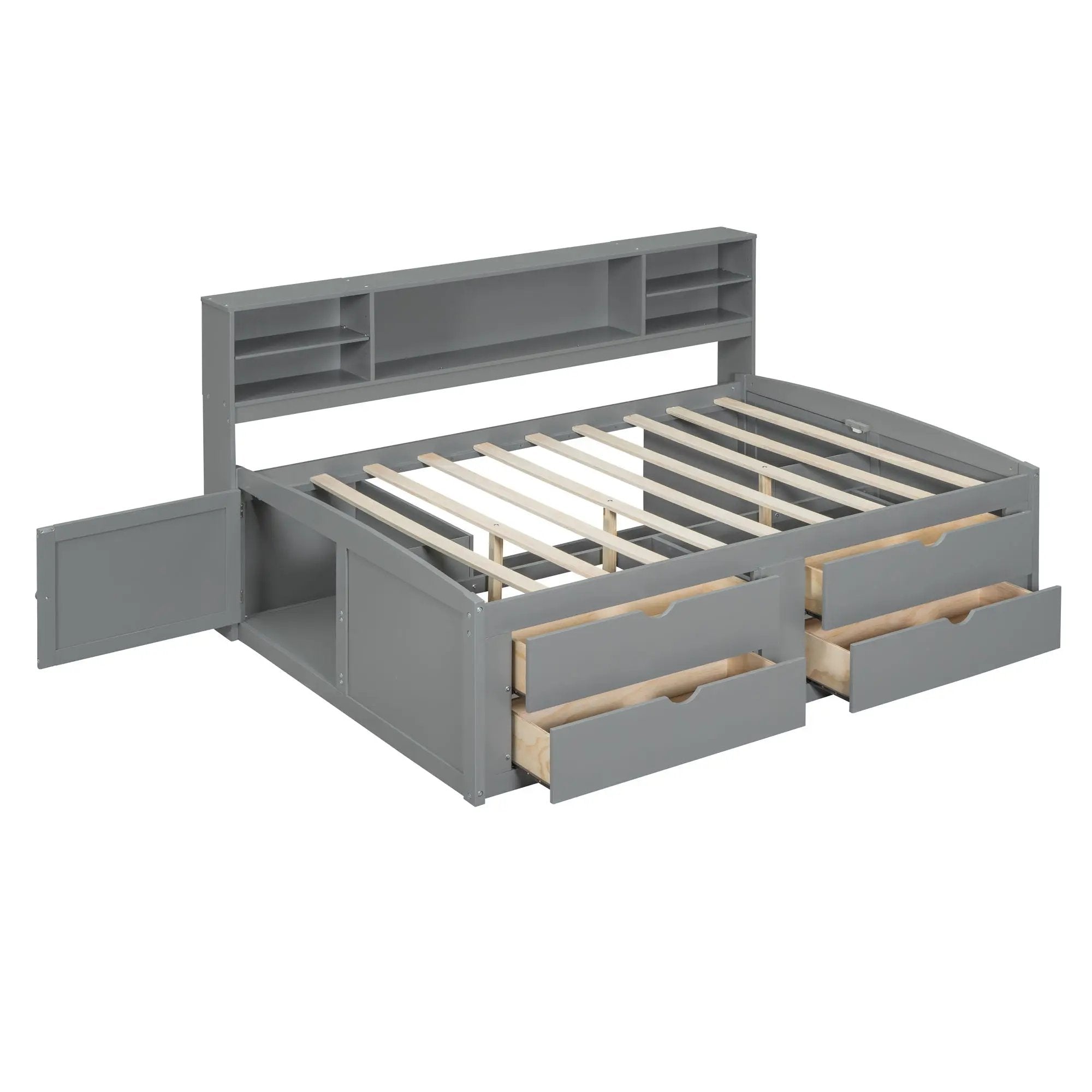 Daybed With 2 Bedside Cabinets, Upper Shelves And 4 Drawers by HouseOfZazla