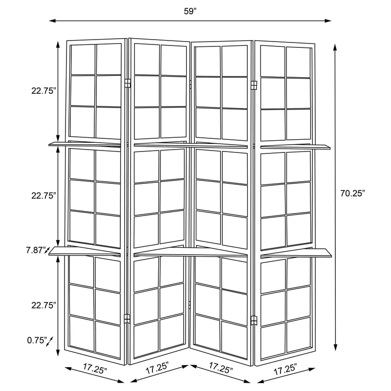 4 Panel Folding Screen With Shelves - Brown by HouseOfZazla