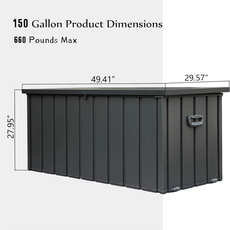 150 Gallon Outdoor Storage Deck Box - Waterproof and Lockable by HouseOfZazla