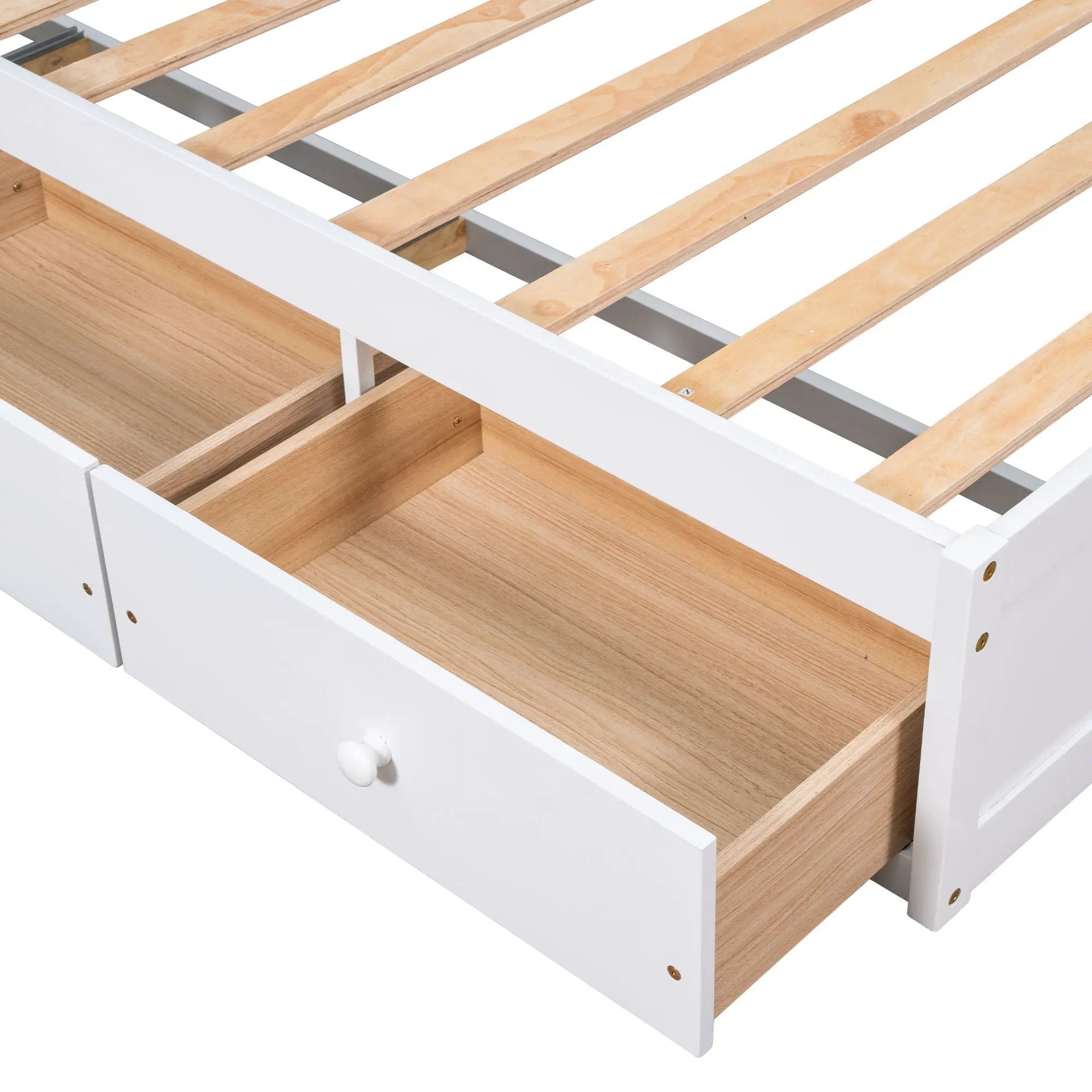 Twin Size Platform Storage Bed With 3 Drawers - White