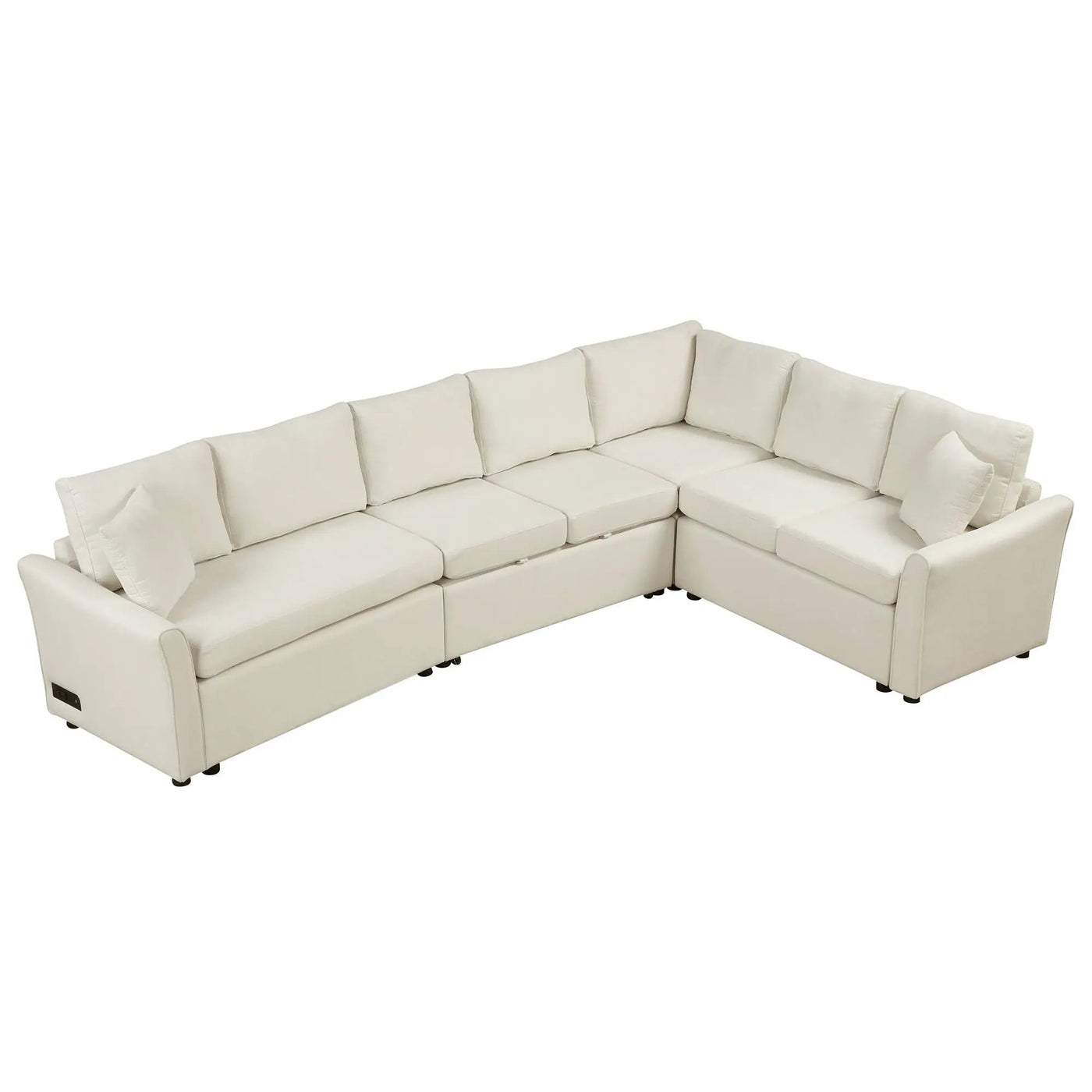 L-Shaped Sofa Convertible Sofa Bed Pull Out Sofa Sleeper With Two Back Pillows, Two USB Ports And Two Power Sockets For Living Room by HouseOfZazla