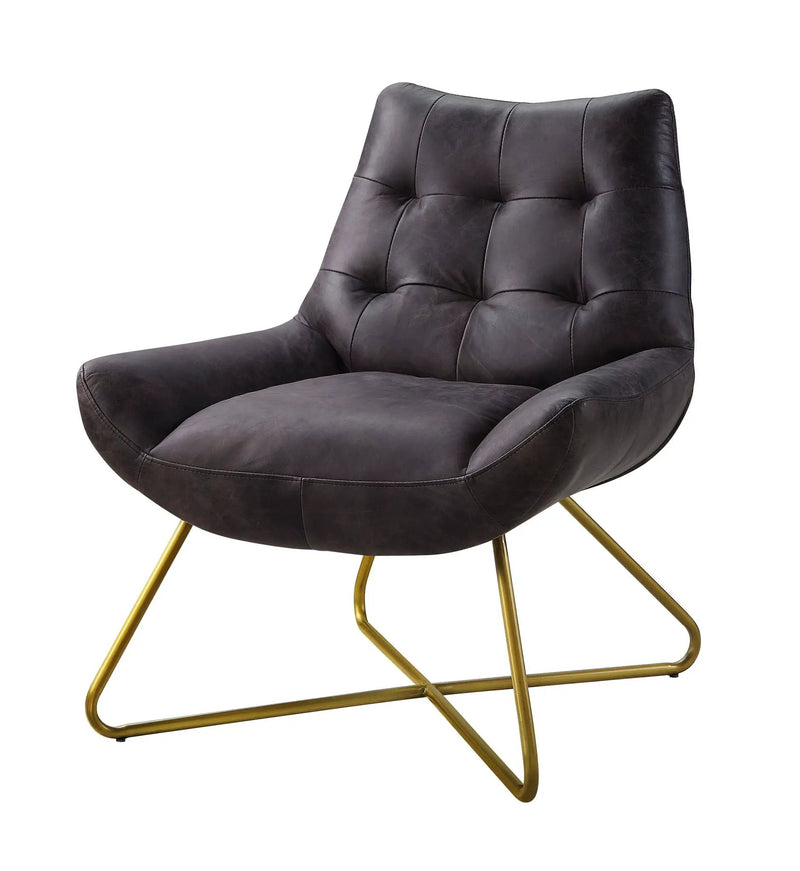 Dhalsim - Accent Chair - Antique Ebony Top Grain Leather by Unique Piece Furniture