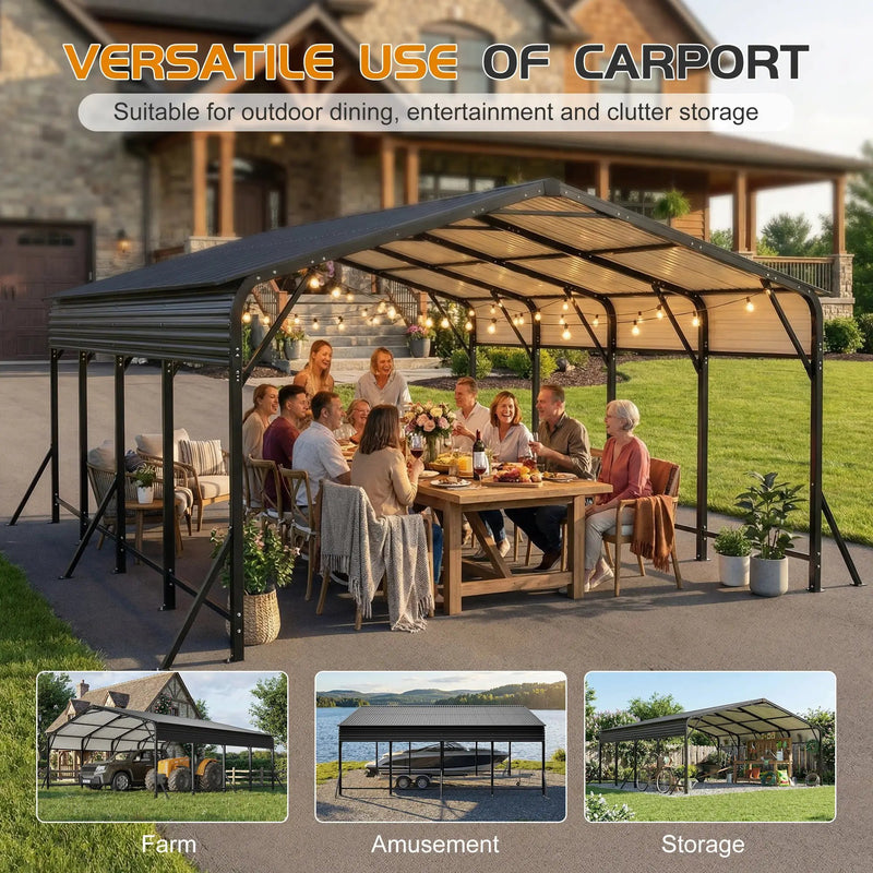 20'x20' Galvanized Steel Carport Canopy by HouseOfZazla