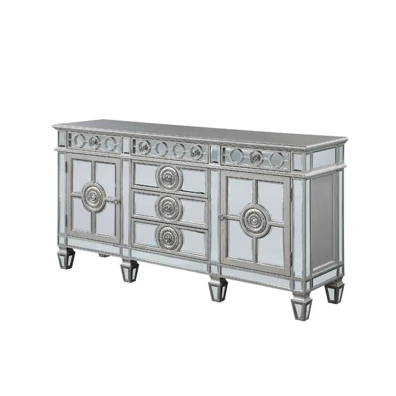 Varian - 36" Server - Mirrored & Antique Platinum by Unique Piece Furniture