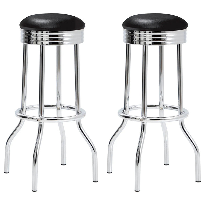 Retro Upholstered Metal Swivel Bar Stool Black (Set of 2) by Unique Piece Furniture