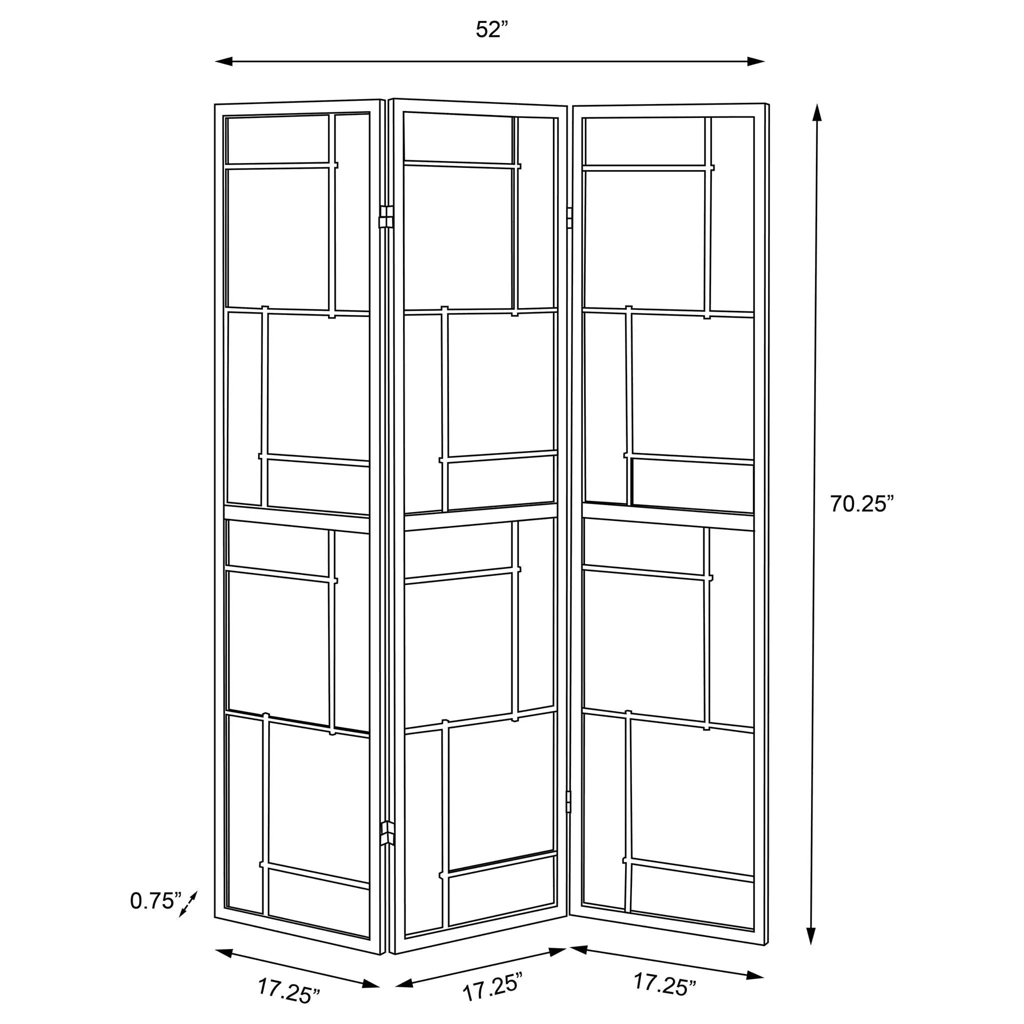 Damis 3-Panel Room Divider Folding Shoji Screen Black by Unique Piece Furniture