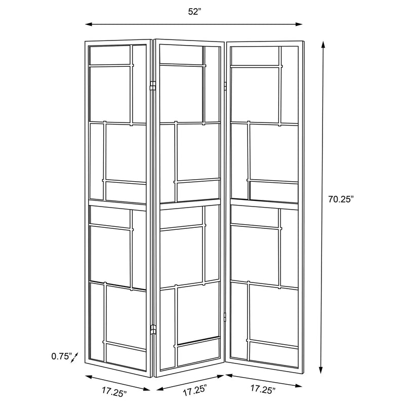 Damis 3-Panel Room Divider Folding Shoji Screen Black by Unique Piece Furniture