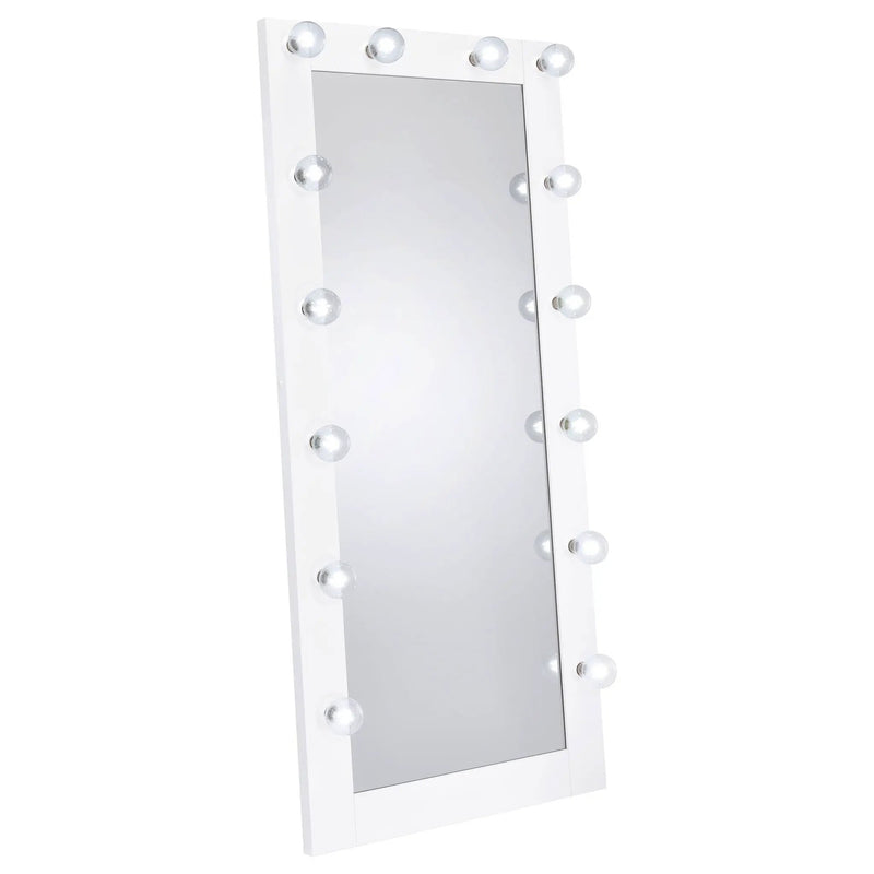 Zayan 32 x 71 Inch Floor Mirror LED Lighting White Gloss by Unique Piece Furniture