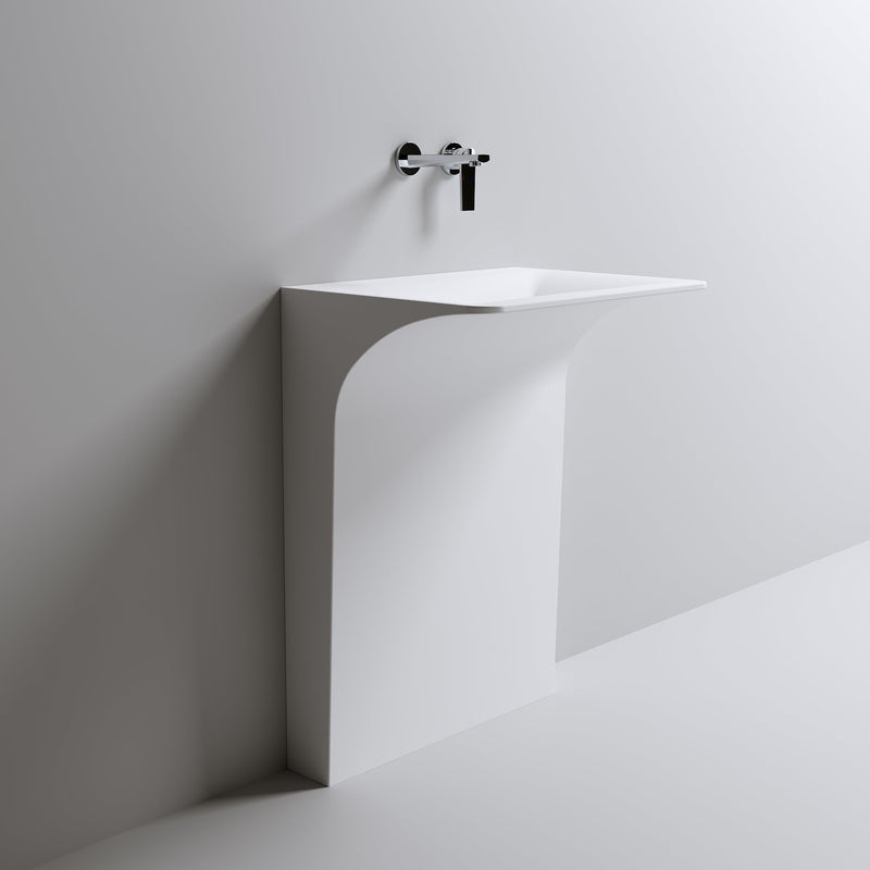 Modern Wall-Mounted Solid Surface Pedestal Sink by HouseOfZazla