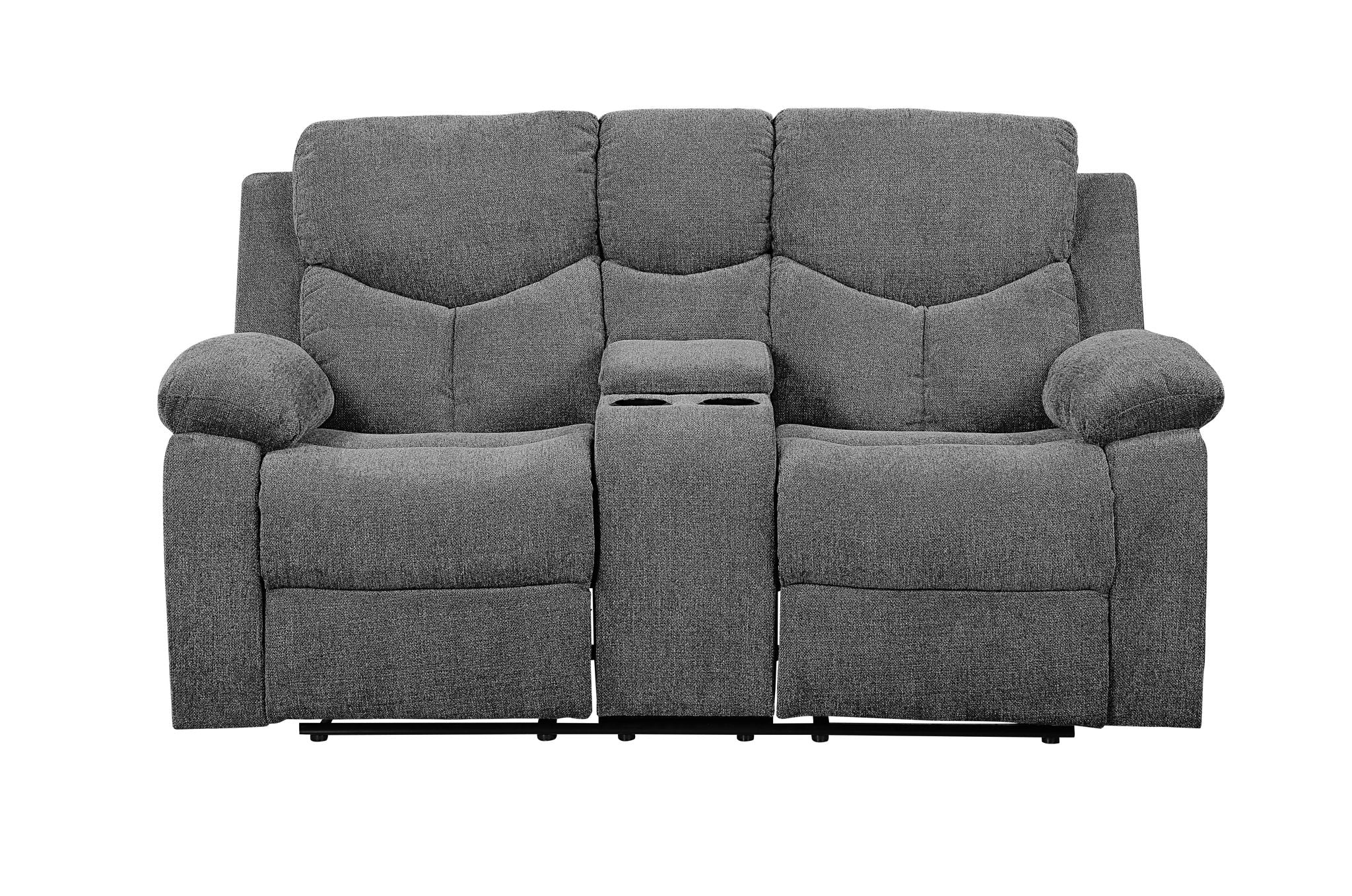 Kalen - Chenille Loveseat With Console - Gray by HouseOfZazla