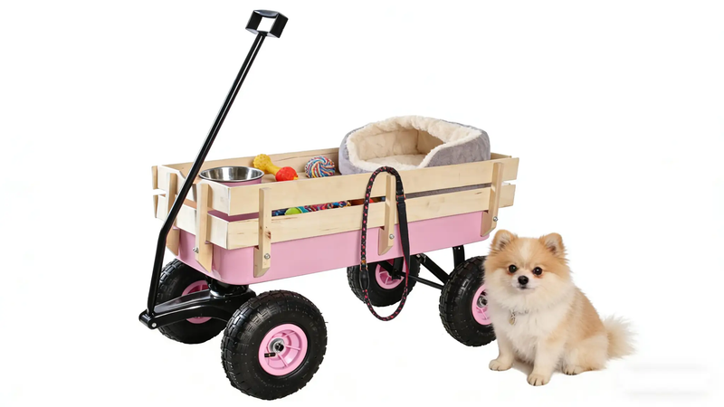 Outdoor Wagon All Terrain Pulling with Wood Railing by HouseOfZazla