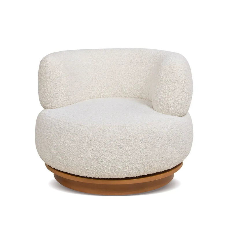 Fuji - 360 Swivel Low Barrel Back Accent Chair - Ivory White by HouseOfZazla