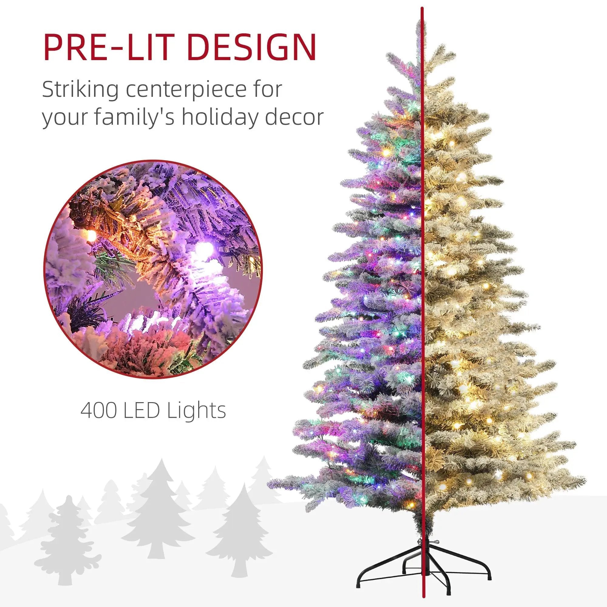 6.5 Ft Pre-Lit Snow Flocked Mountain Pine Artificial Christmas Tree by HouseOfZazla