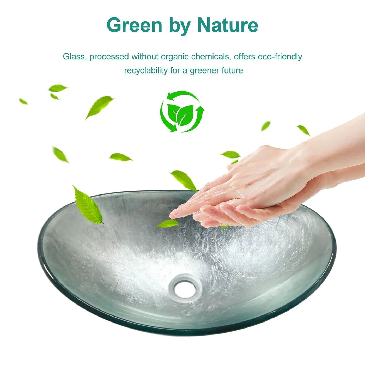 Tempered Glass Vessel Sink With Boat Shape Pop-Up Drain by HouseOfZazla