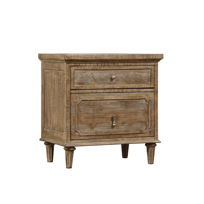 Taupe 2 Drawer Nightstand with Spacious Storage - Solid Wood