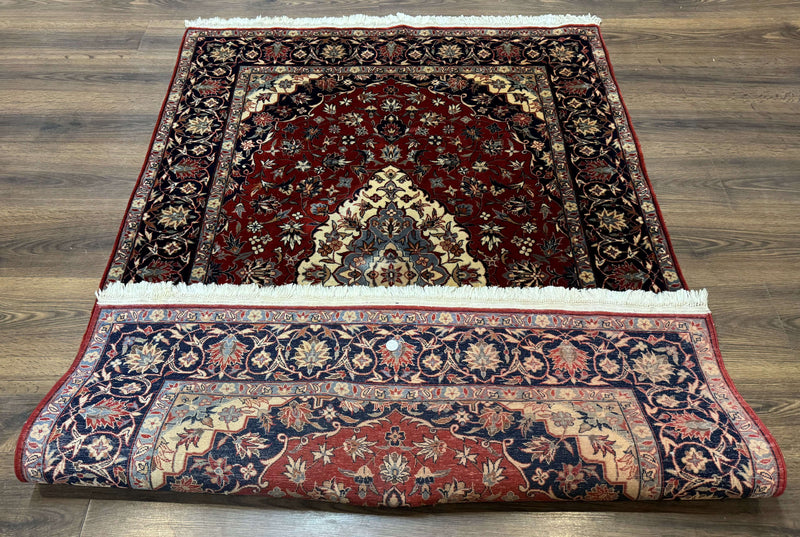 Sino Persian Rug 4x6, Traditional Wool Hand Knotted Carpet, Red Navy Blue, 225 KPSI by Jewel Rugs