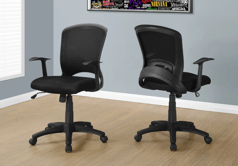 Office Chair, Adjustable Height, Swivel, Ergonomic, Armrests, Mesh - Black by HouseOfZazla
