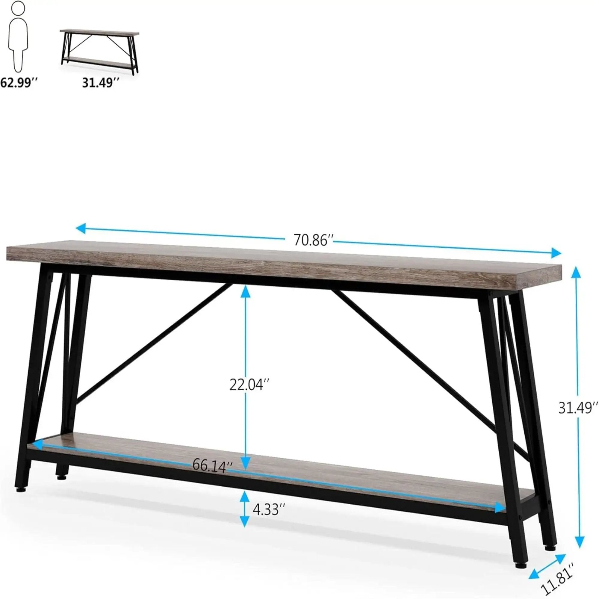 Sofa Table With Frame Extra Long Entryway Console by HouseOfZazla