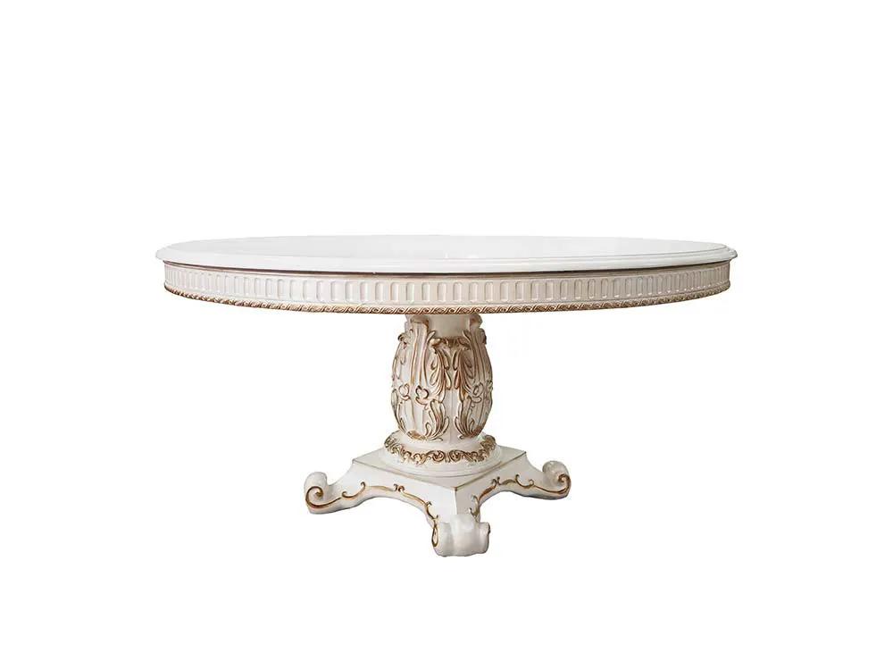 Vendome - 76" Round Dining Table With Pedestal Base - Antique Pearl by Unique Piece Furniture