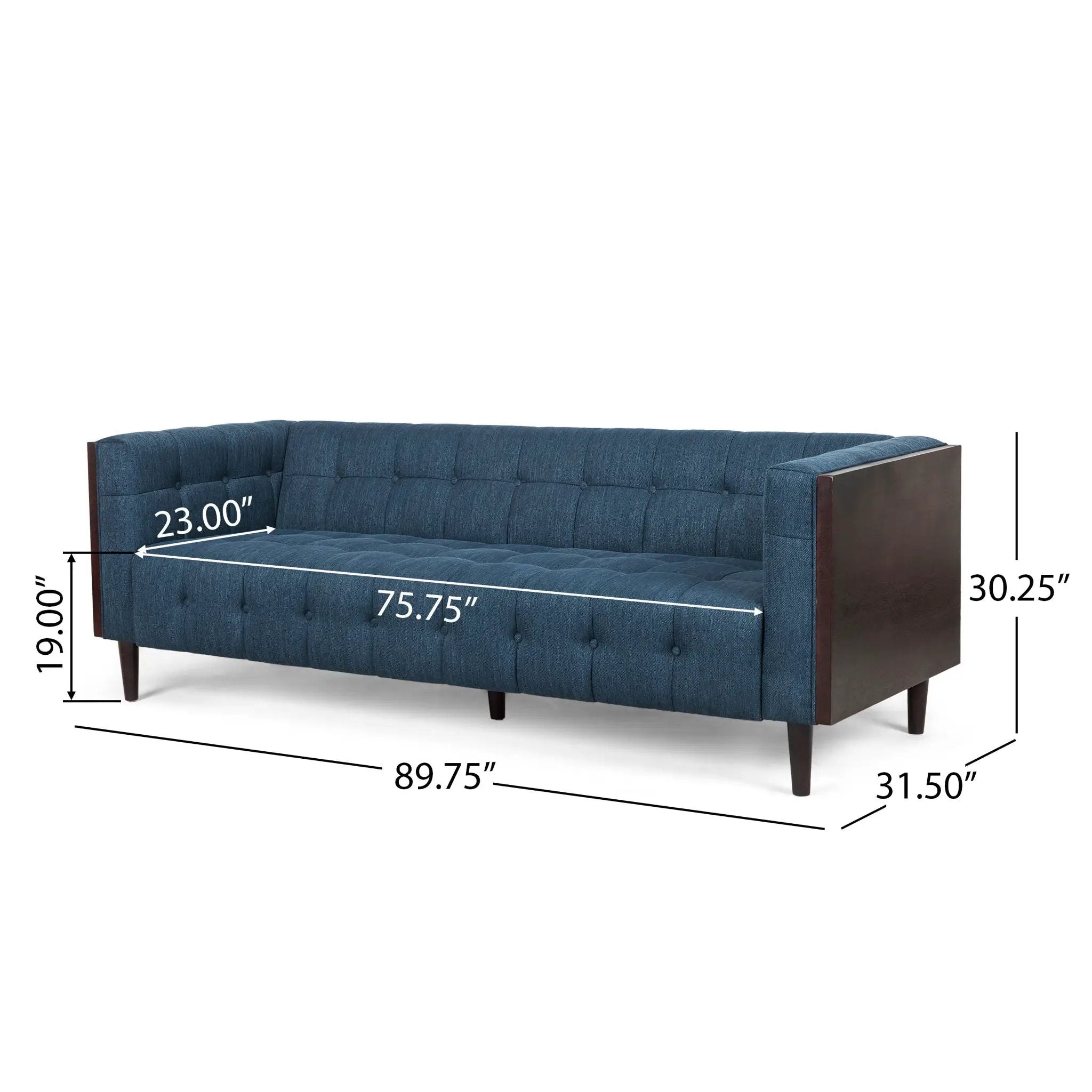 Contemporary Mid-Century Charm 3 Seater Sofa With Button Tufted Waffle Stitching by HouseOfZazla