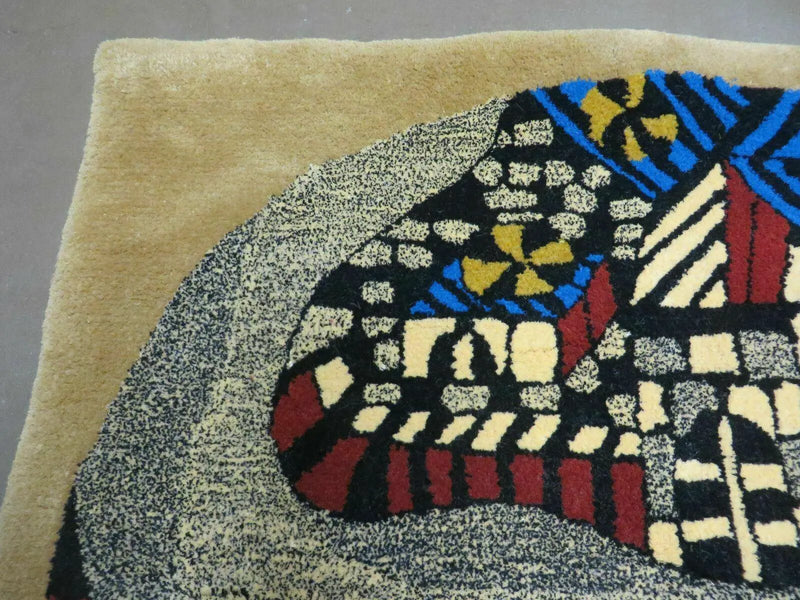 3' X 4' Vintage Hand Crafted Israel Wool Rug Carpet Wall Hanging Signed Hebrew by Jewel Rugs