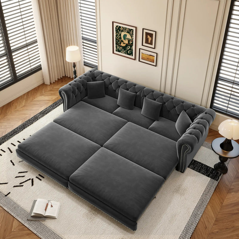 Chesterfield Sofa Bed – 3-in-1 Convertible Velvet Sofa by HouseOfZazla