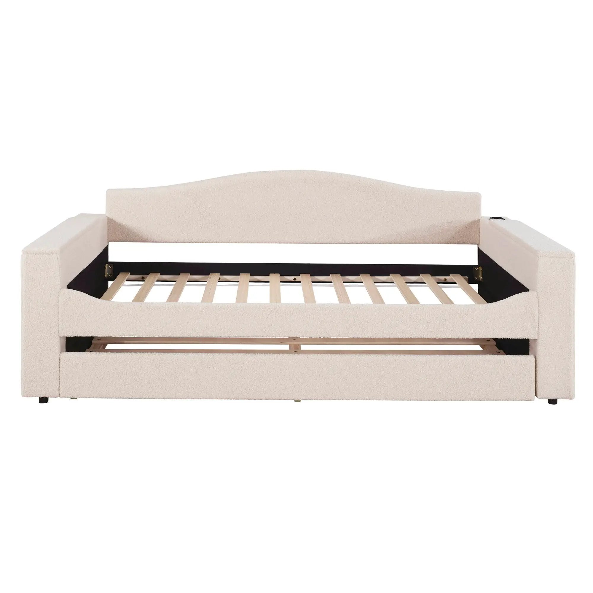 Upholstered Daybed With Storage Armrests, Trundle And Latest Integrated tooth Audio System by HouseOfZazla