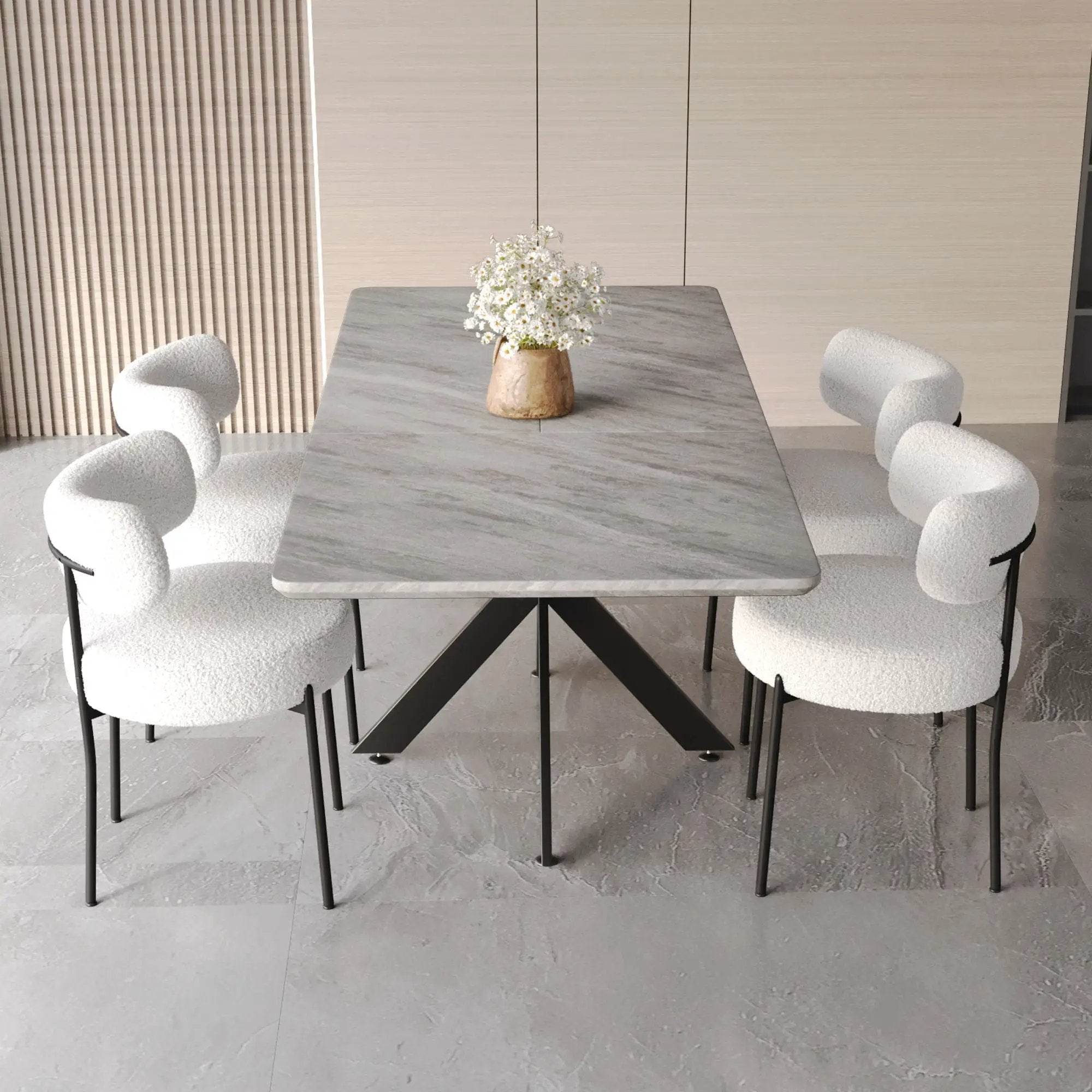 Extendable Dining Table Set With Curved Backrest Upholstered Chairs by Unique Piece Furniture