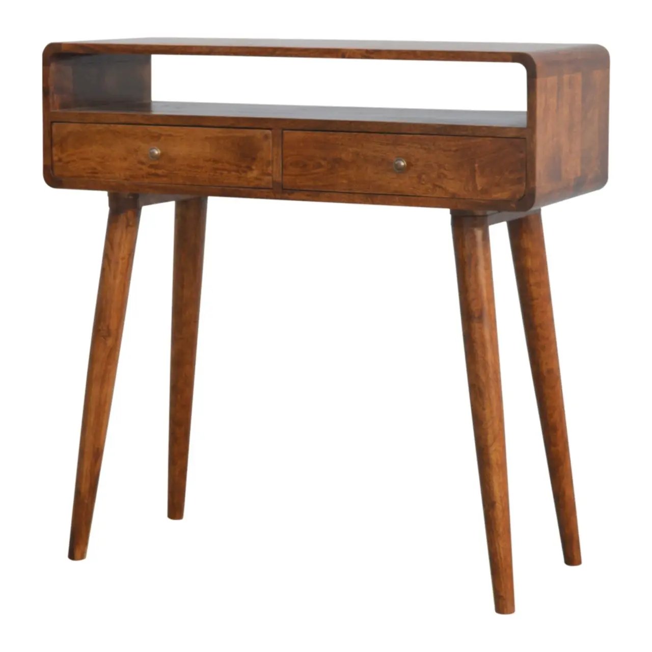 Curved Chestnut Console Table by Unique Piece Furniture