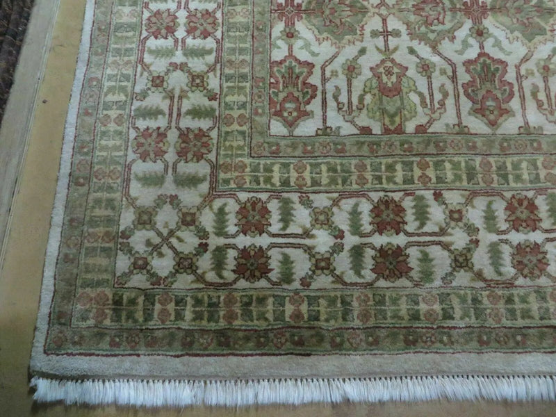 8' 5" X 12' Handmade India Agra Floral Oriental Wool Rug Tea Washed Carpet Nice by Jewel Rugs