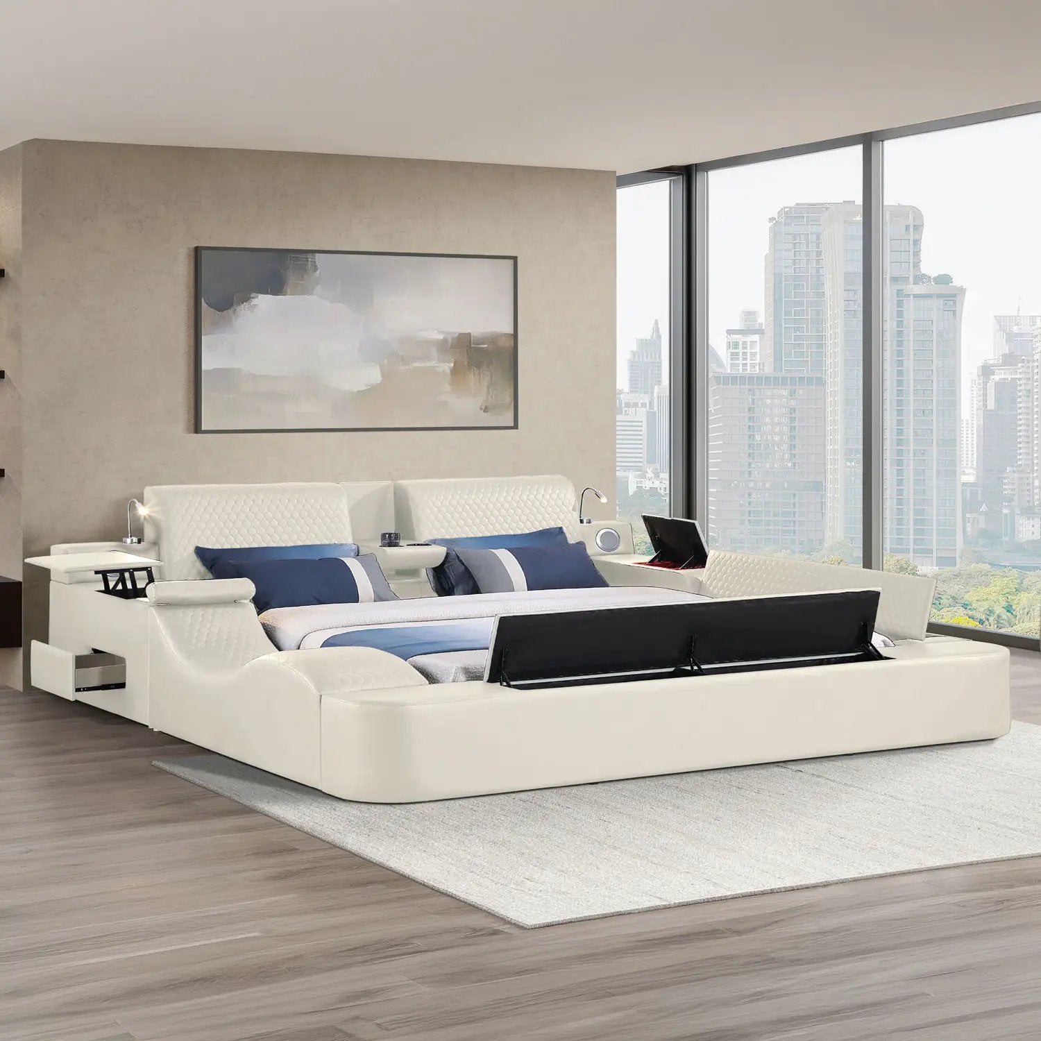 Zoya - Smart Multifunctional Bed, Built In Bluetooth Speakers, USB Charging by HouseOfZazla