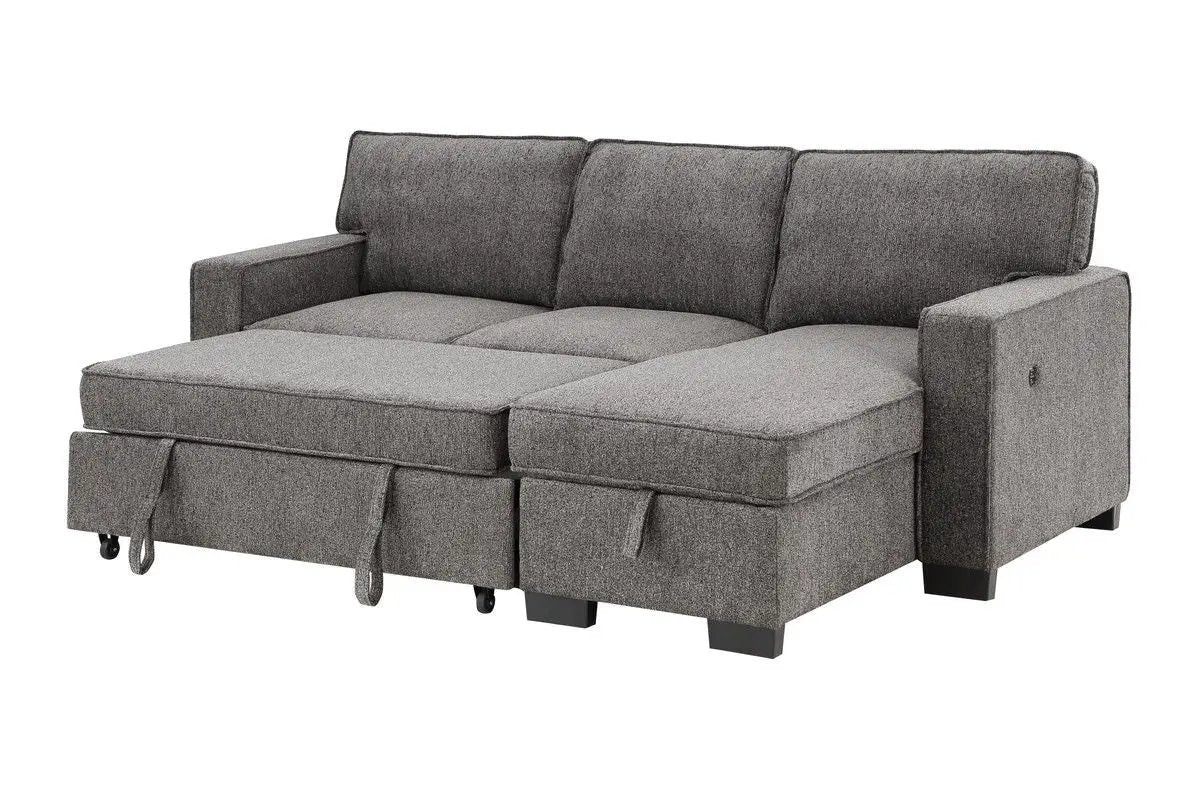 Estelle - Fabric Reversible Sleeper Sectional With Storage Chaise Drop-Down Table 2 Cup Holders And 2 USB Ports by Unique Piece Furniture