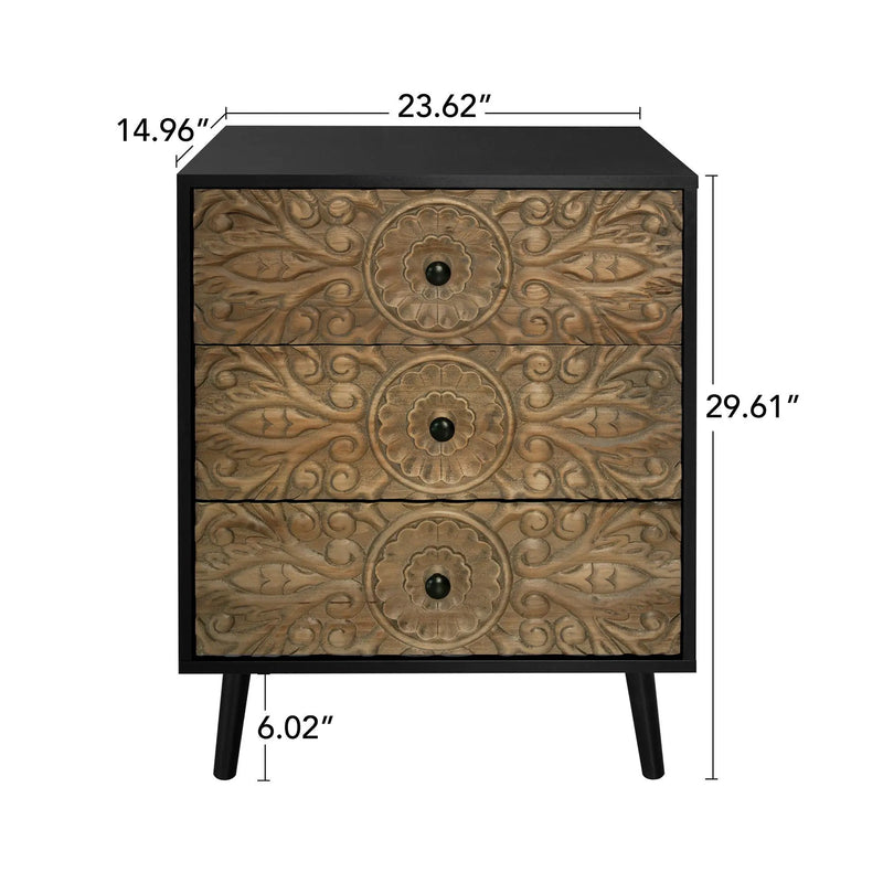 3 Drawer Cabinet, Suitable For Bedroom - Black by Unique Piece Furniture
