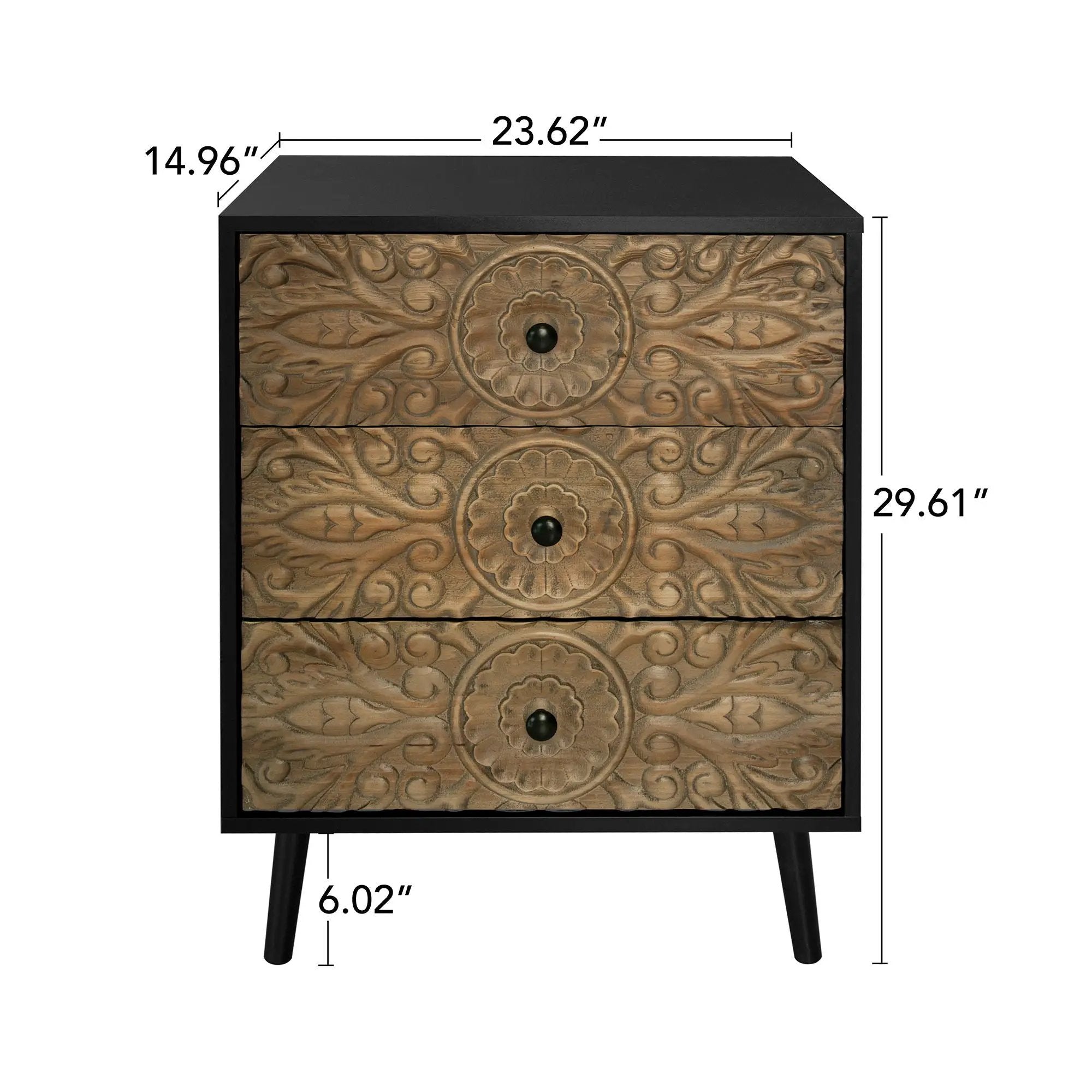 3 Drawer Cabinet, Suitable For Bedroom - Black by HouseOfZazla