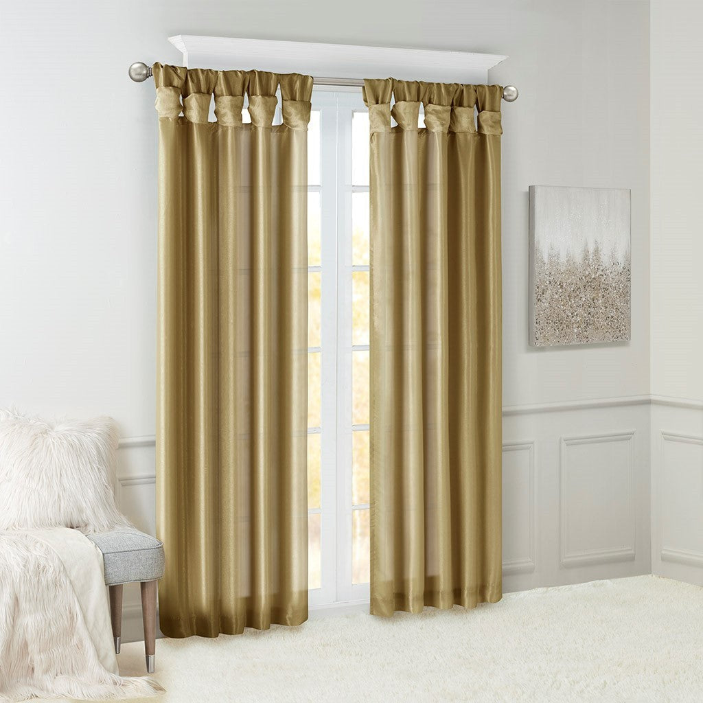 Twist Tab Lined Window Curtain Panel Bronze 50x84 by HouseOfZazla