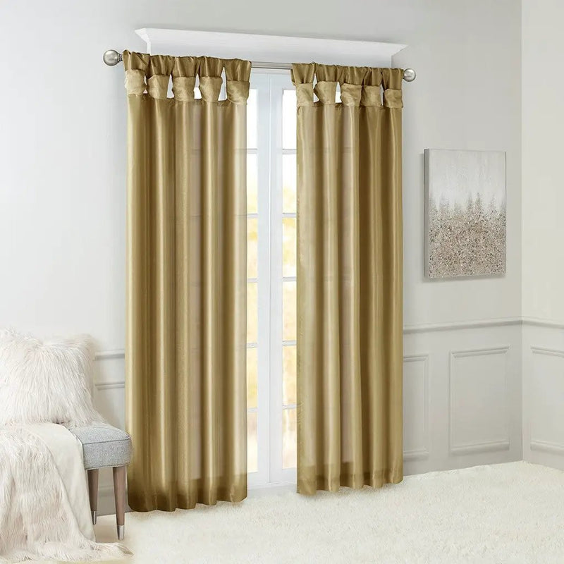 Twist Tab Lined Window Curtain Panel Bronze 50x84 by HouseOfZazla