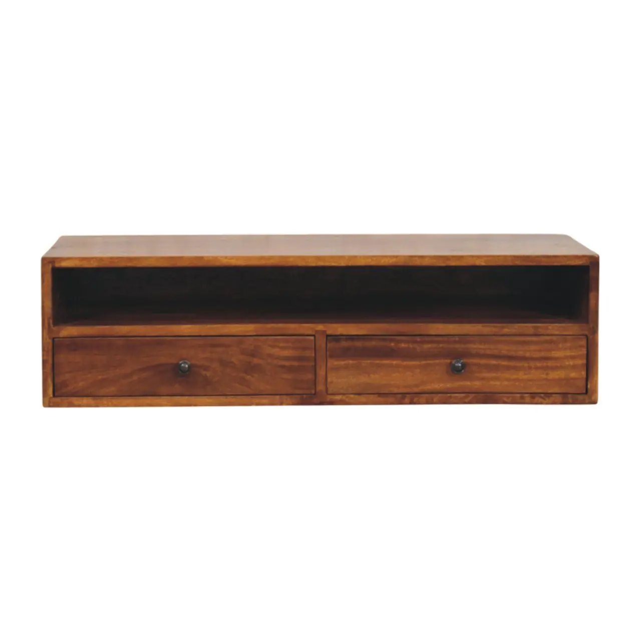 Lunar - 2 Drawer Wall Mounted Media Unit - Brown by HouseOfZazla