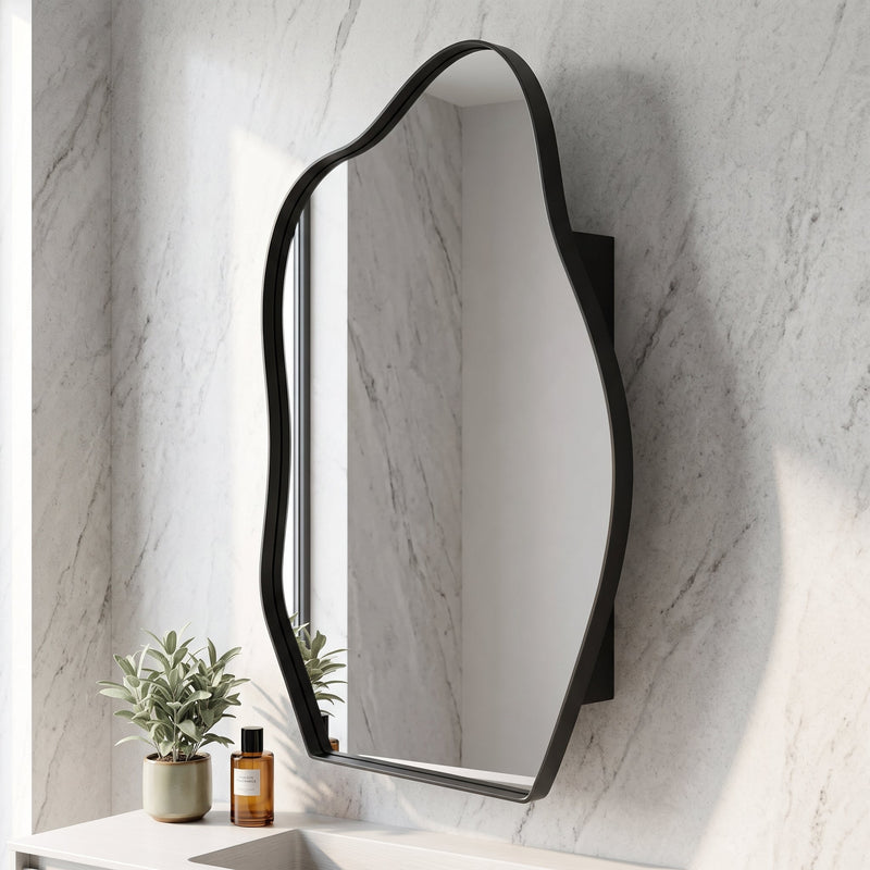 Irregular Cloud-Shaped Medicine Cabinet with Adjustable Glass Shelves - Matte, photo 2 of 10