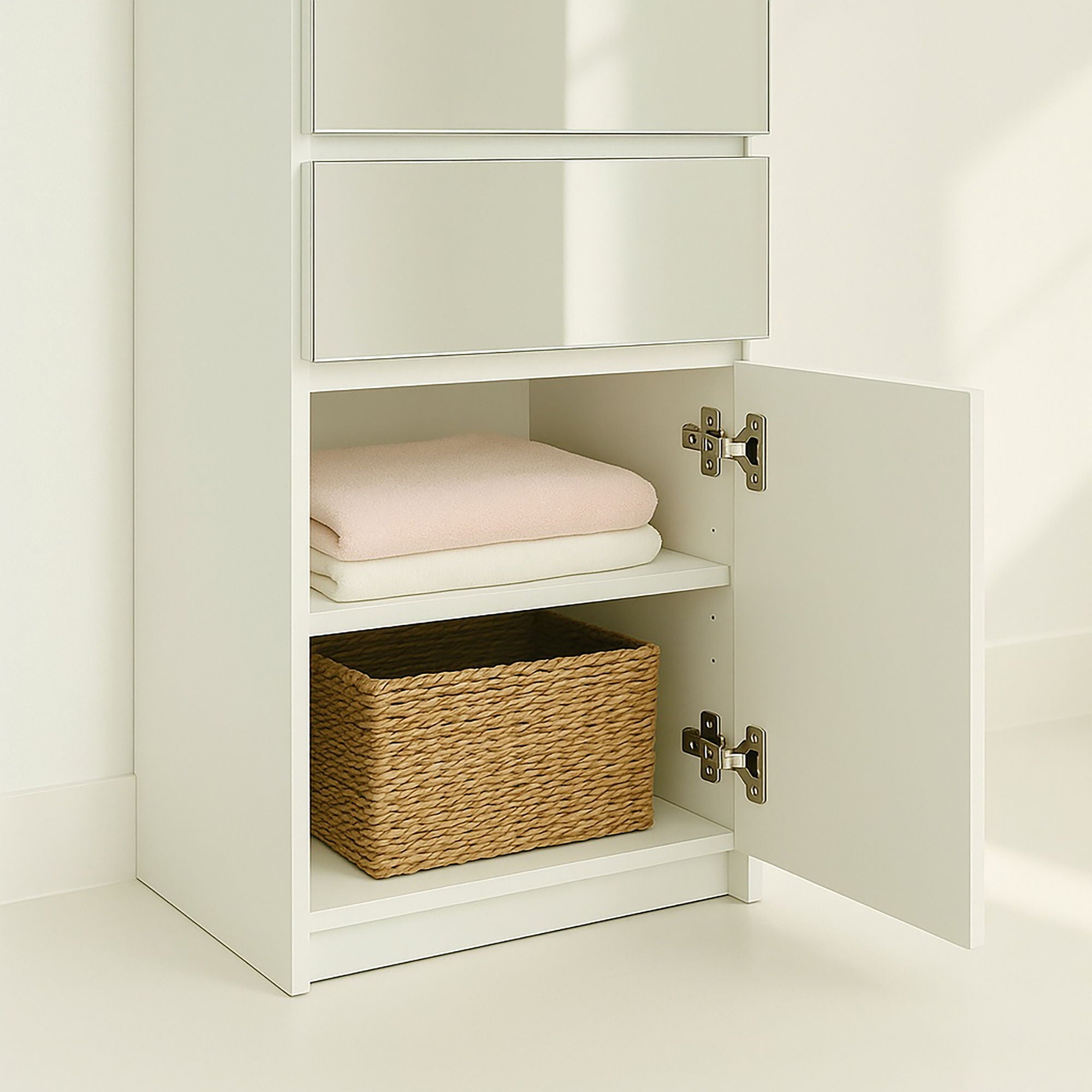 Elise - Modular Closet System With Mirror And Customizable Storage - White by HouseOfZazla