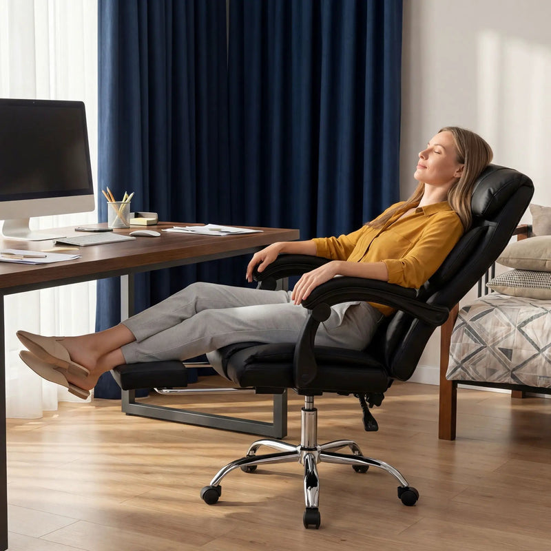Executive Office Chair With Foot Rest, Adjustable Height - Black by Unique Piece Furniture