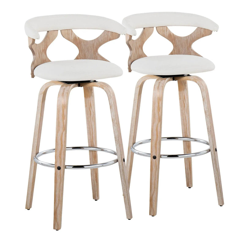 Gardenia - Contemporary Fixed Height Barstool With Swivel With Round Footrest (Set of 2) by HouseOfZazla