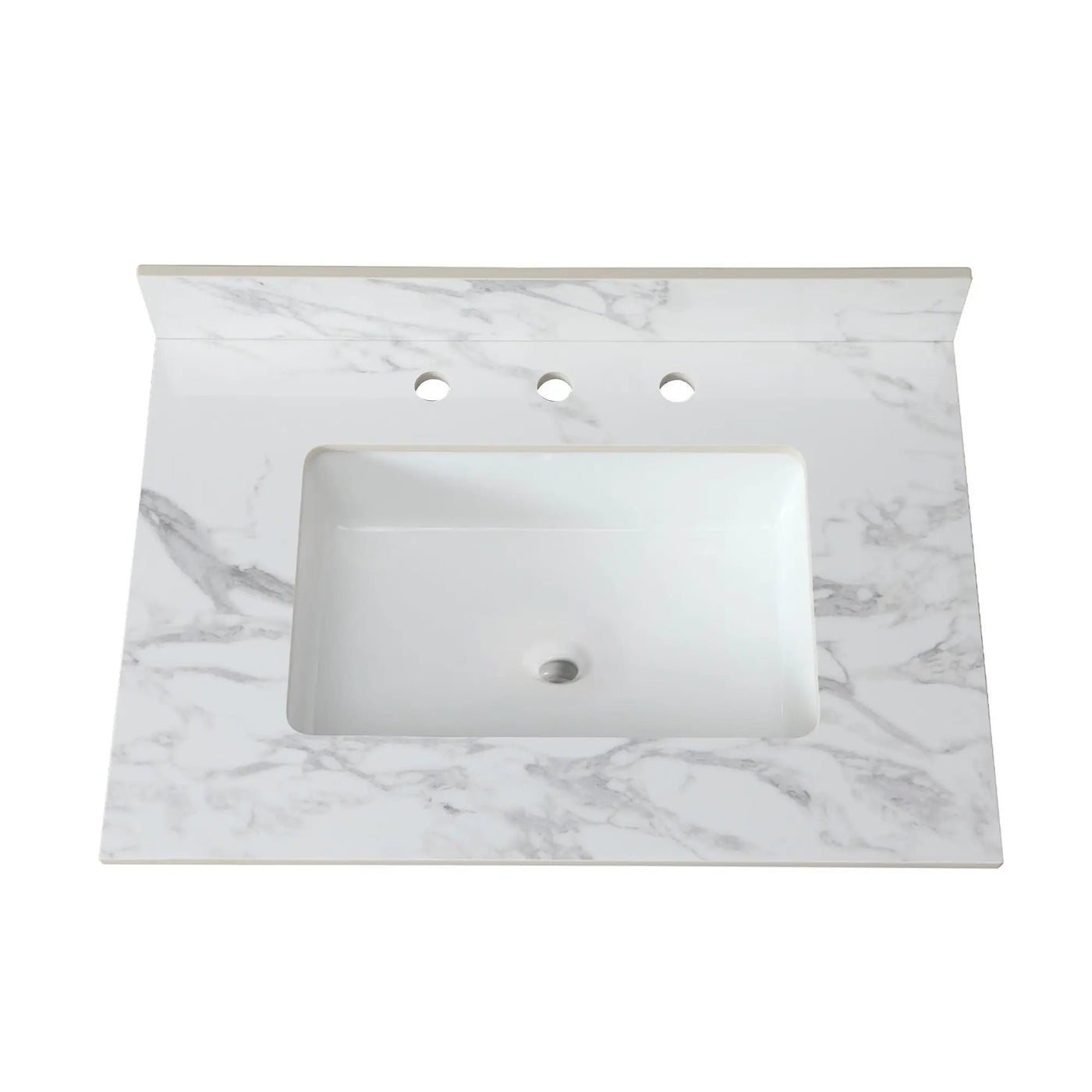 Elegant Sintered Stone Bathroom Vanity Top With Rectangular Undermount Ceramic Sink by HouseOfZazla