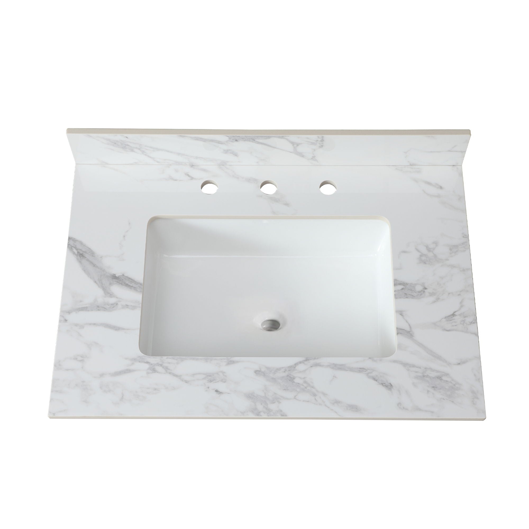 Elegant Sintered Stone Bathroom Vanity Top With Rectangular Undermount Ceramic Sink by HouseOfZazla