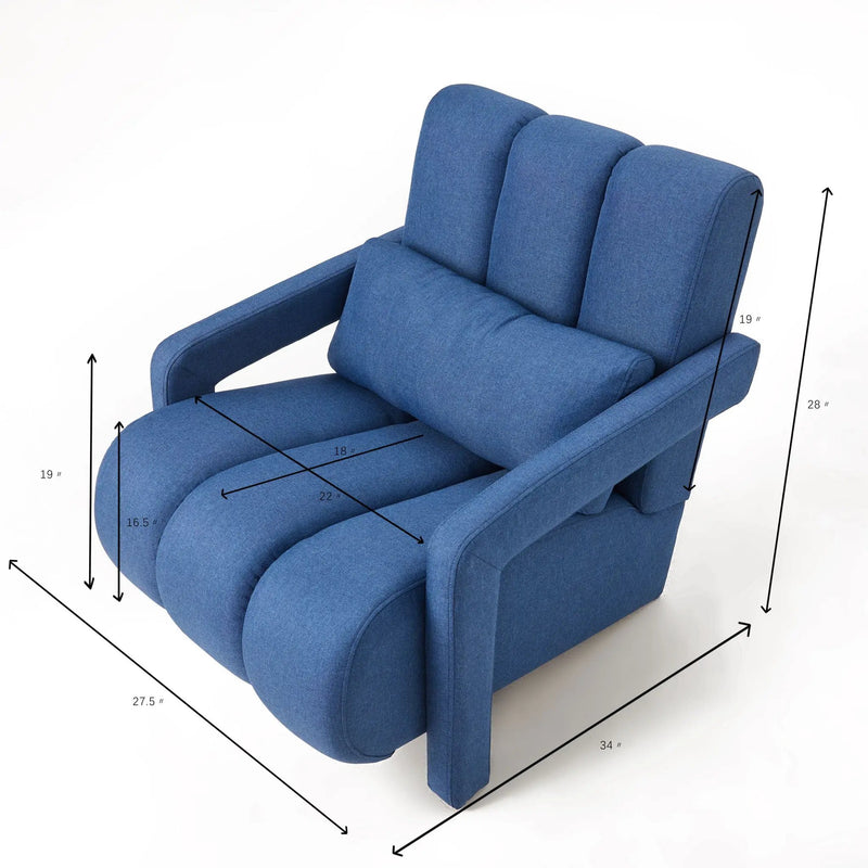 Upholstered Accent Chair With Pillow, Designed For Living Room - Navy Blue by HouseOfZazla