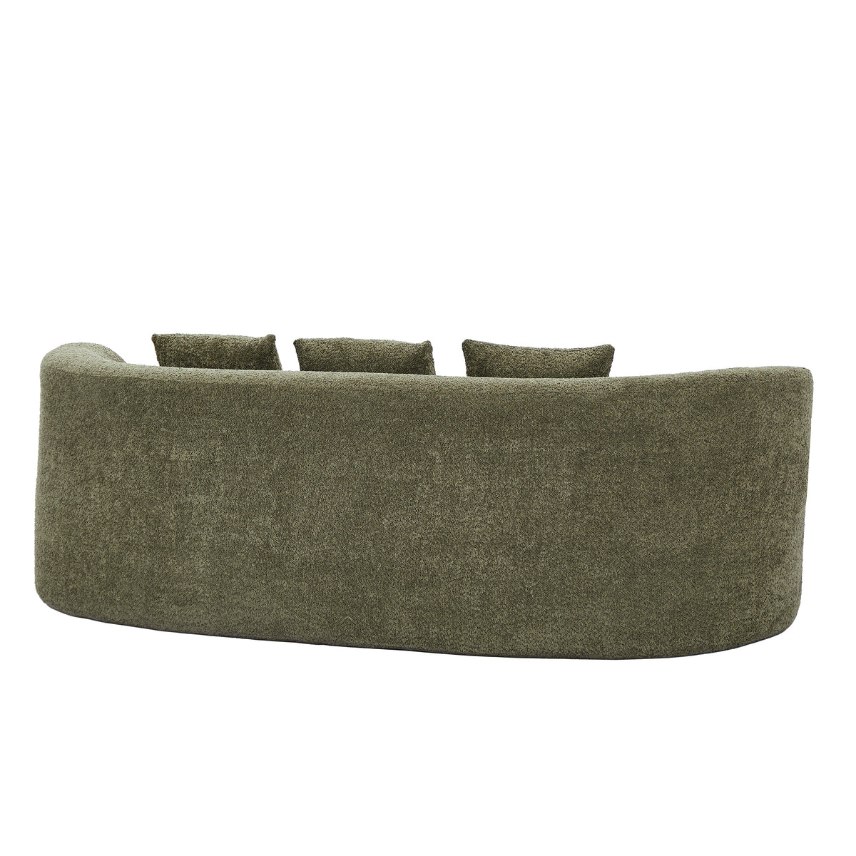 Curved Modern Boucle Sofa with Upholstered Finish - Forest Green, Beige, Camel, photo 7 of 8