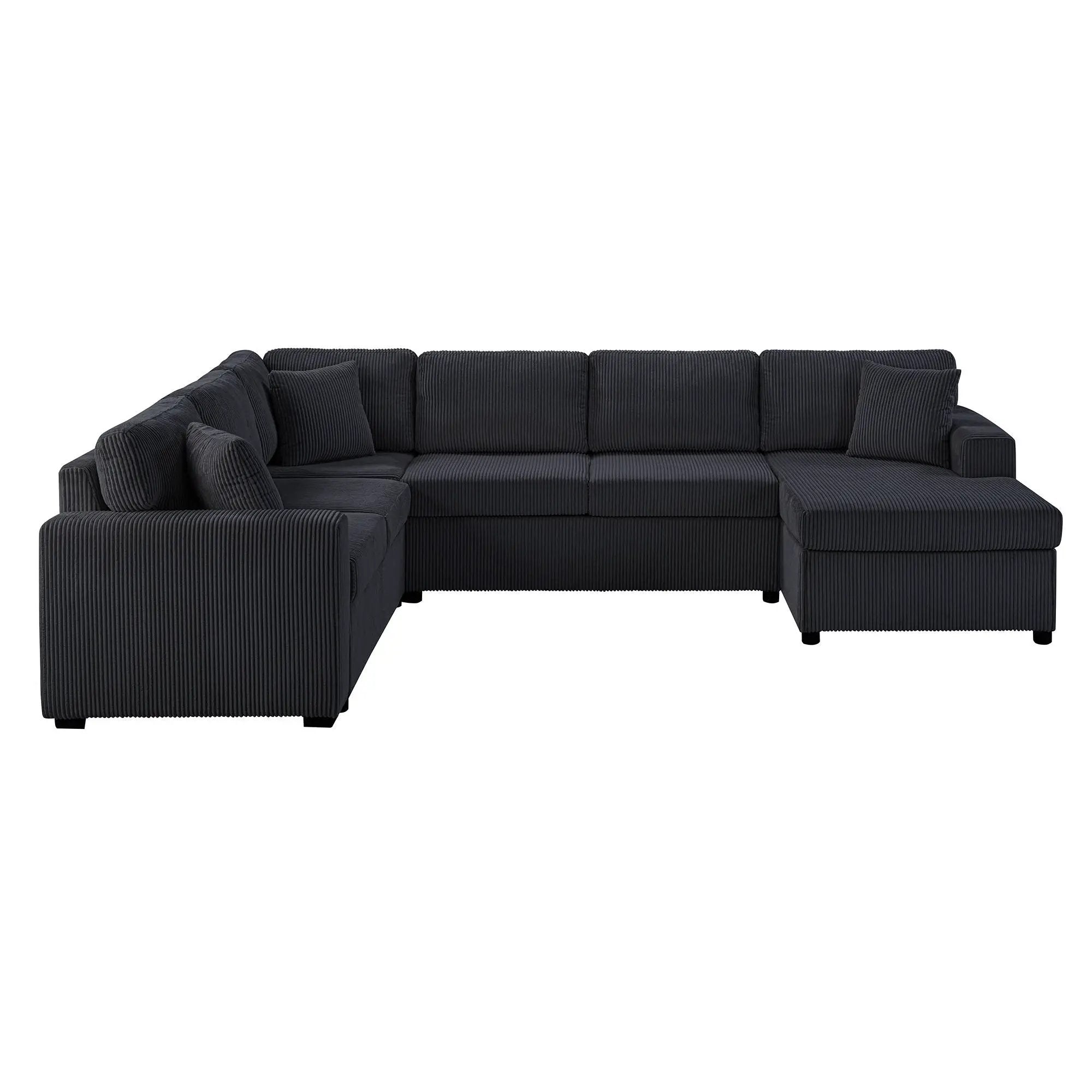 Oversized Sectional U-Shaped Sofa With Chaise Lounge And Three Soft Throw Pillows by Unique Piece Furniture