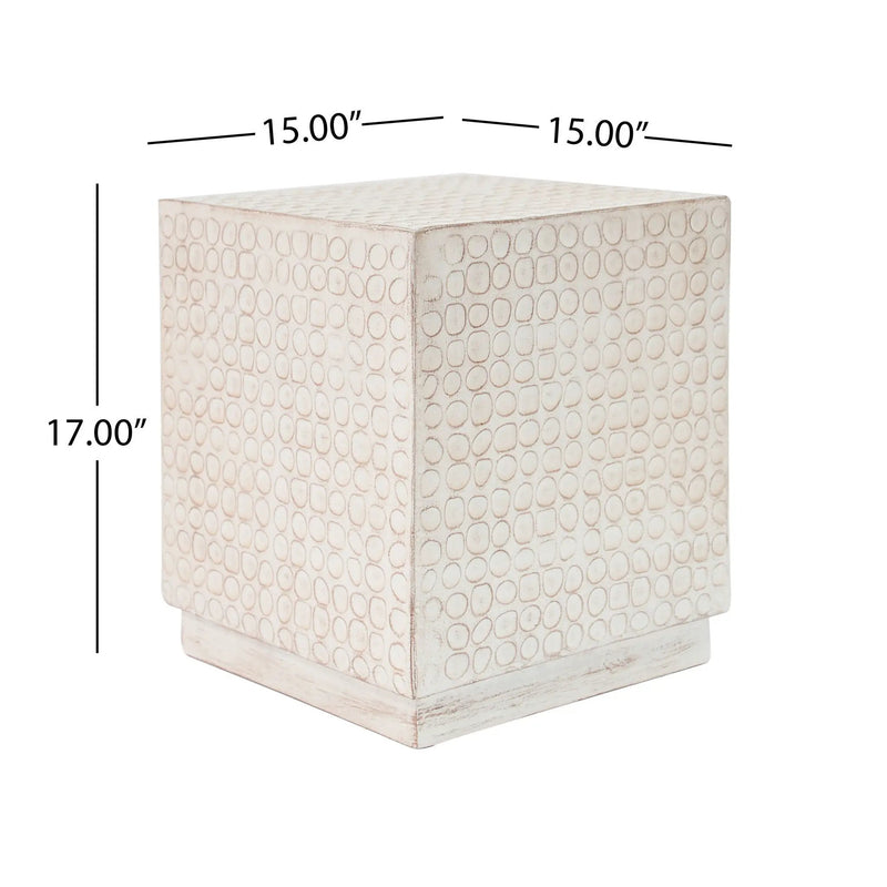 Chic Modern MGO Cube Side Table with Fluted Design - Antique Brown by HouseOfZazla